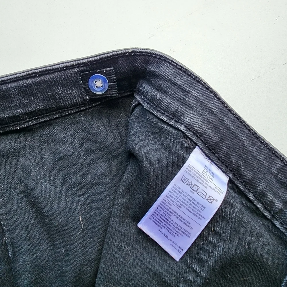 Old Navy Girl's Button Front Denim Jean Skirt Black Med Wash Sz XL (14)